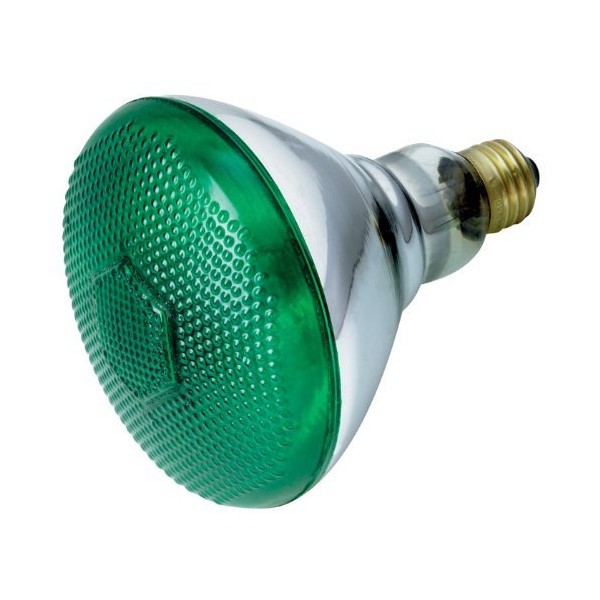 Satco S4427 100 Watt BR38 Incandescent 120 Volt Medium Base Light Bulb, Green