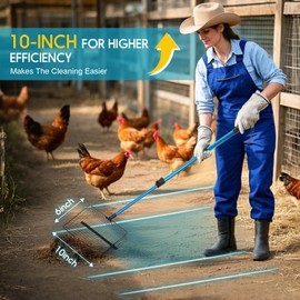 Polarduck Large Chicken Poop Scooper & Rake: 22"-41" Extendable Long Handle Metal Chicken Coop Scooper with Detachable Heavy Duty Litter Sifting Shovel for Pet Waste | Chicken Coop Accessories