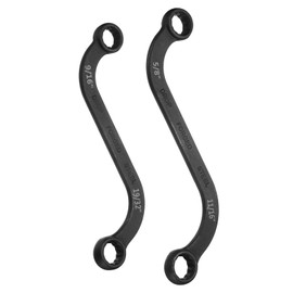 sourcing map 9/16" x 19/32" + 5/8" x 11/16" 12-Point S-Style Box Wrench Double End S-Shaped Wrench Chrome Plated Cr-V Steel S Box Wrenches for Home Auto Bike Repair Machine Maintenance, Black