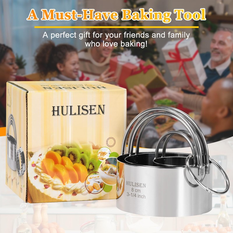 HULISEN Cookie Cutters Set (3 Pieces/Set), Round Pastry Cutter with