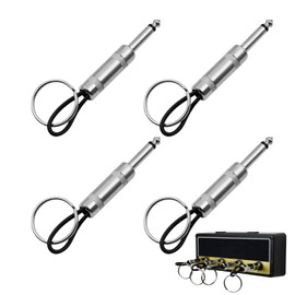 Toumett 4 Pcs Guitar Plug Keychain for Key Holder for Wall,Guitar Amplifier Hooks Metal Keychain,Mount Key Storage Accessories,Idea Gift for Music Lovers & Enthusiasts,for Room/Studio/Entryway