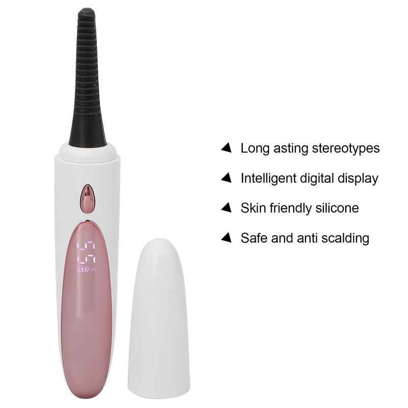Heated Eyelash Curler Rechargeable Silicone Brush Head Portable Electric Eyelash