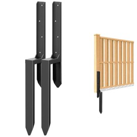 4 Pcs 35" Tall Fence Post Anchor Kit, Heavy Duty Steel Fence Post Repair Stakes, Fence Post Anchor Ground Spike for Repairing Tilted Broken Wooden Fence Post, Black