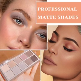 10 Colors Eyeshadow Palette Matte Nude Eye Makeup Palette Ultra-Blendable Long Lasting High Pigmented,Waterproof,Nudes Neutral Smooth Eye Shadow Palette for Women,Natural Charming Looking #04 2Pcs