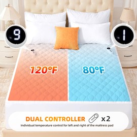 SameBed Heated Mattress Pad Queen Size, Quilted Fitted Electric Mattress Pad with 9 Heat Setting Controller, 2/4/6/10 Hours Auto Off, Soft Mattress Cover Stretches up to 21 Inches Deep, White