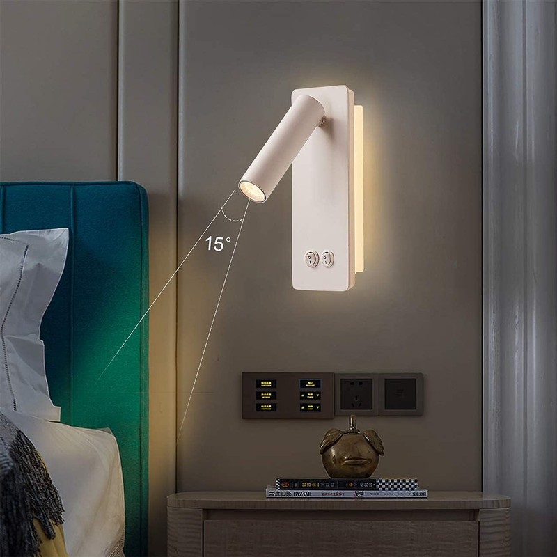 MOLUOLA LIGHTING LED Wall Lamp Bedside Reading Light Plug-in 3W