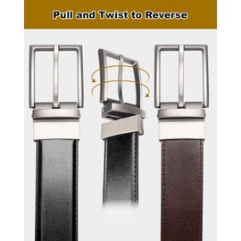 EsengNoyi Reversible Belts for Men Leather Mens Dress Belt for Jeans (Black-1, 39")