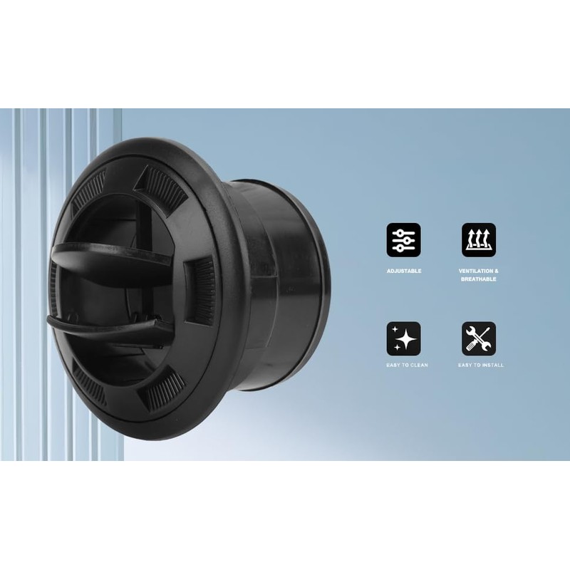 Dashboard Air Conditioning Deflector,75mm Black Air Ventilation Outlet Round Louvered