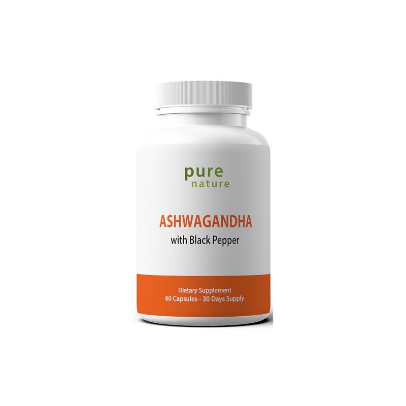 PureNature Ashwagandha with Black Pepper Extract 60 Veggie Capsules