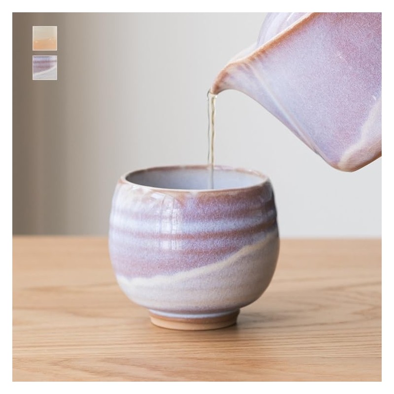 KEYUCA Hagi Ware Round Tea Cup, Purple