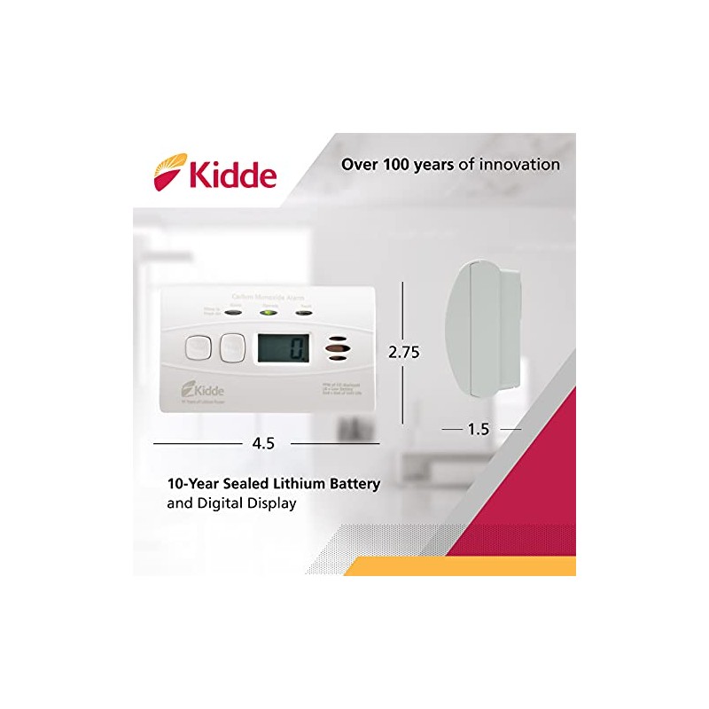 Kidde 21010047 C3010D Carbon Monoxide Alarm with Digital Display and