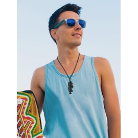 U7 Men Stainless Steel Black Metal Plated Fish-hook Fish Skeleton Bone Pendant Necklace