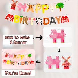 Farm Party Supplies,Serves 16 Farm Animals Party Tableware Set-Farm Party Plates Cups Napkins Tablecloth Banner ect Farm Birthday Party Supplies Decorations for Kids Baby Shower