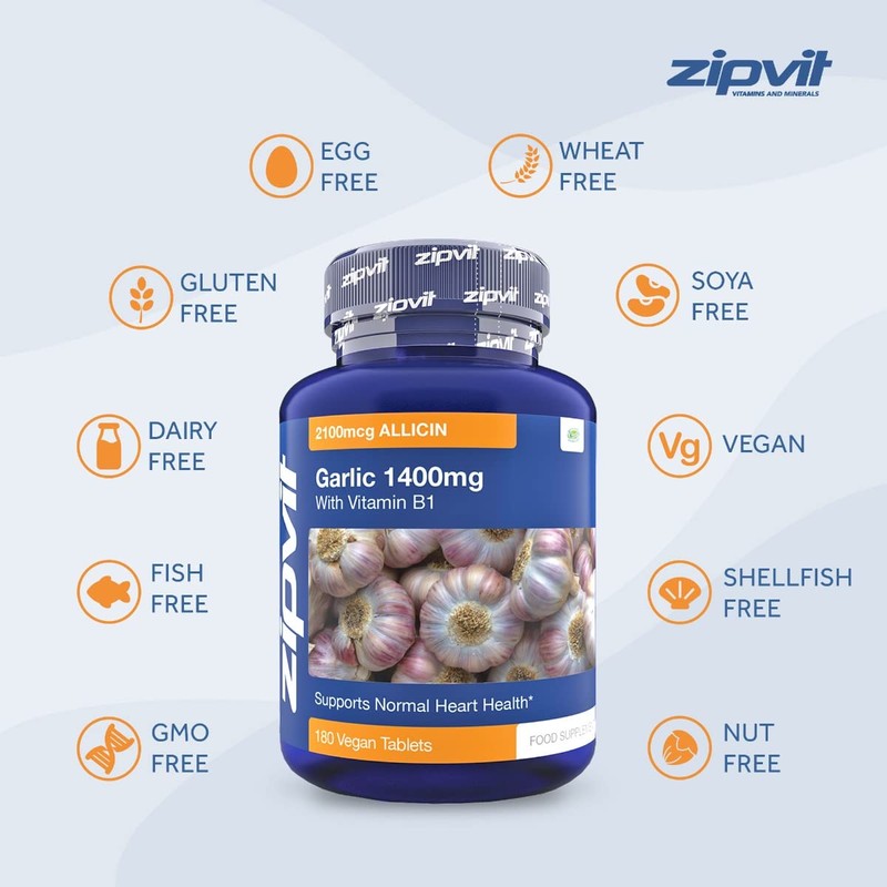 Garlic Tablets 1400mg, 2100mcg Allicin per Tablet with Added Vitamin