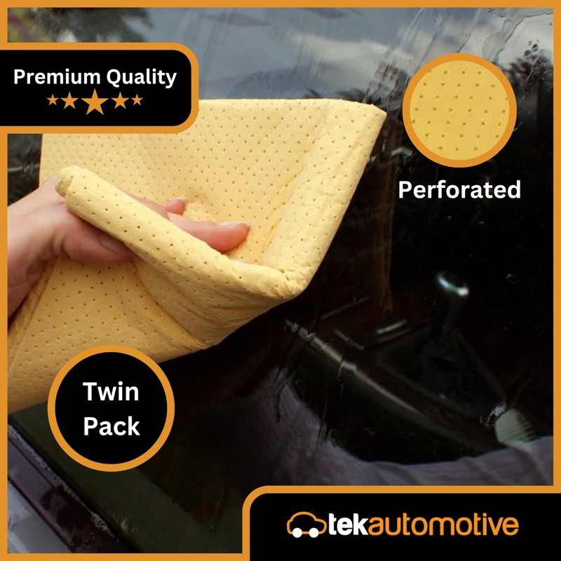 Tek Automotive Premium Perforated Synthetic Chamois Leather - Twin Pack,