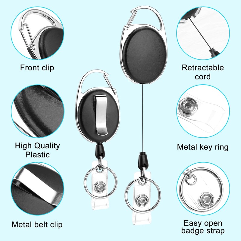 PIWOSGOL Key Ring ID Holder, Pack of 3 Retractable Key