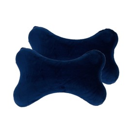 Bookishbunny 2pk Dog Bone Shaped Travel Neck Pillows with Washable Removable Case Memory Foam Car Bus Truck Driving Comfort Head Rest Support (Navy)