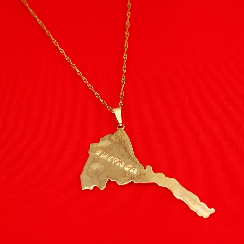 Eritrea Map Pendants Necklace Women Map of Eritrea 24K Gold