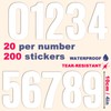 200 Pcs 4inch White Number Stickers Waterproof Stick On Numbers