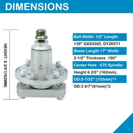 Dibanyou Deck Rebuild Kit with Blade Belt Idler Spindle Assembly for John Deere GY20050 GY20785 L120 L130 2002 2003 2004 GY20568 GX20305 GY20571 48" Deck Mower