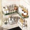 No-Drill 90-Degree Angle Adjustable Corner & Straight Shelf for Bathroom & Kitchen Angle Adjustable Shelf (Transparent Green)