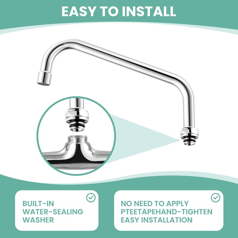 12” Swivel Swing Nozzle Spout for Commercial Kitchen Sink Faucet,Stainless