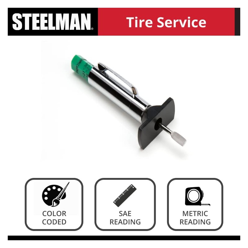 Steelman Color Coded Tread Depth Gauge, Quickly Identifies Amount of