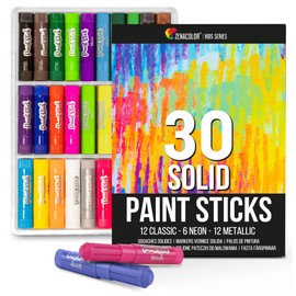 Zenacolor 30 Paint Sticks for Children - Art Supplies for Kids - Mess-free Painting Stick - Solid Colour