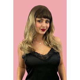 Long brown wavy bob (LOB) wig blended brown to blonde: Avery