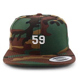 Trendy Apparel Shop Small Number 59 Embroidered Flatbill Snapback - Camo