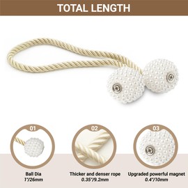 Hion Magnetic Curtain Tiebacks Beige 2pcs, Curtain Tiebacks Buckles Holdbacks Holders Hooks Clip for Home Bedroom Office Decorative Curtain