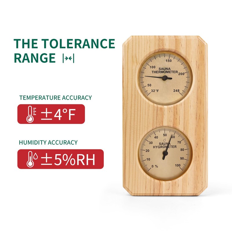 Plus tard Sauna Thermometer and Hygrometer 2 in-1 Vertical Gauge