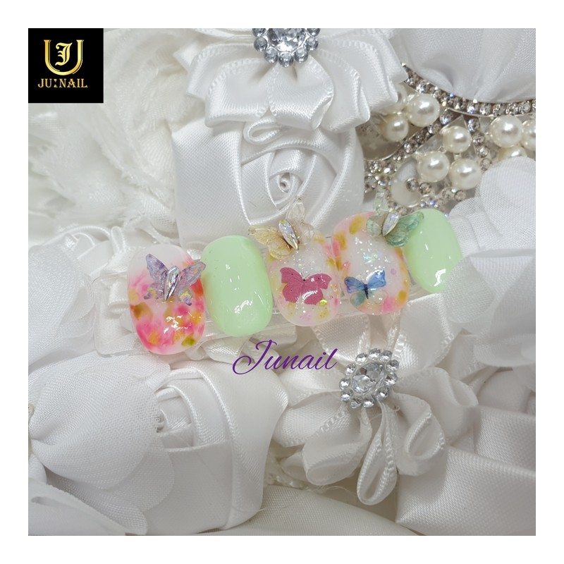 Flower Road Only Handmade Nail Tips - Long Almond /