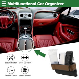 Motoforti Universal Car Seat Gap Filler with Cup Holder Front Seat Gap Filler Car Seat Gap Organizer Car Storage Accessories, Left Side, Leather, Brown