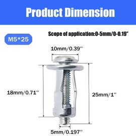 BENLIUDH 20pcs Hollow Wall Anchors for Thin Walls Heavy Duty, M5 x 1"
