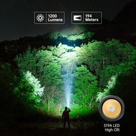 Wurkkos WK03 LED Torch Rechargeable, 1200 Lumens, Extremely Bright Pocket Lamp, Small Torch with 6 Modes and 519A LED, IP68 Waterproof Tactical Torch for Camping, Outdoor, Emergency (Black)