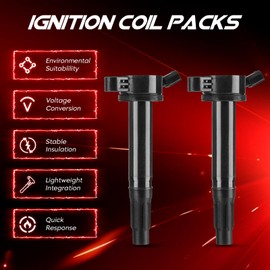 6 Sets Black Ignition Coils and Iridium Spark Plugs Fit for Toyota Camry 2007-2016 Highlander 2008-2016 Sienna 2007-2015 Lexus RX450h 2010-2015 Replacement for Sienna UF487