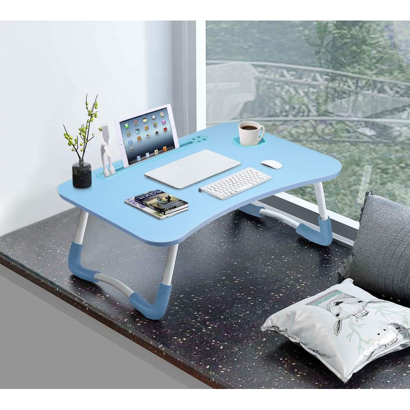 Slendor Lap Desk with Cup Holder, Foldable Laptop Table for