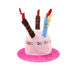Dog Birthday Hat, Pet Cap Headwear with 5 Color Candles, Party Pet Decoration (Red)