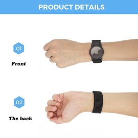 [2 Pack ] AirTag Bracelet for Adults,Compatible for Airtag,Breathable Hook&Loop Nylon Sport Style (Black-Black)