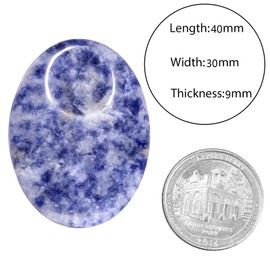 Nupuyai Sodalite & Green Aventurine Oval Thumb Worry Stone Set, 2pcs Energy Crystal Healing Pocket Palm Stone for Anxiety Stress Relief Reiki Therapy, 40x30mm