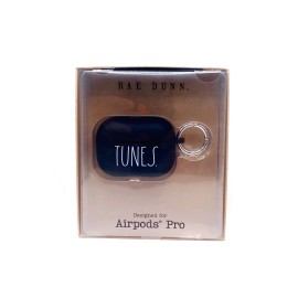RAE DUNN "TUNES" Airpods Pro Soft Touch Silicone Case Protective Cover - Black