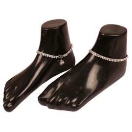 Touchstone Indian Bollywood Handcrafted Pretty Stylish Designer Jewelry Payal Paazeb Anklets In Silver Tone For Women