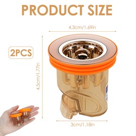 Odour Trap Shower, 2 Pieces Floor Drain Core, ABS Plastic Odour Trap Floor Drain Core, Floor Drain Core with Rubber Ring for Balcony, Kitchen, Sink, Shower and Laundry Room