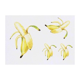 4 x 'Peeled Banana' Temporary Tattoos - Water Resistant, Skin-Safe, Non-Toxic Transfers, Mixed Sizes (TO00068964)