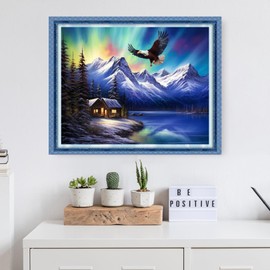 Dooxvey Cross Stitch Kits for Adults Beginners,Full Range of Cross-Stitch Stamped Kits Needlepoint Kits for Beginners Embroidery Kits 11CT Cross Stitch Patterns-Aurora Eagle 16x20 inch