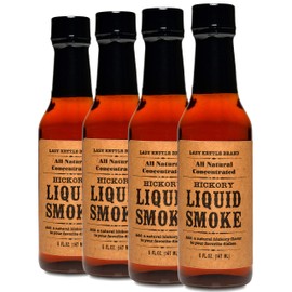 Lazy Kettle Brand All Natural Liquid Smoke | Perfect for Flavoring Meat | Hickory | Used to Flavor Beef Jerky, Steak, Fish, Cheese, Sauces and More | Pack of 4 bottles 5 Oz Each