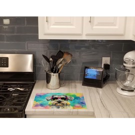 Caroline's Treasures DAC2553LCB Schnauzer Hippie Dawg Glass Cutting Board Large Decorative Tempered Glass Kitchen Cutting and Serving Board Large Size Chopping Board