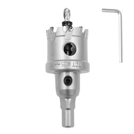 Hole Saw, 35 mm TCT Carbide Hole Saw Set, with Centring Drill for Stainless Steel Sheet Metal Aluminium Alloy Hole Drill Bit with Hex Wrench, Silver