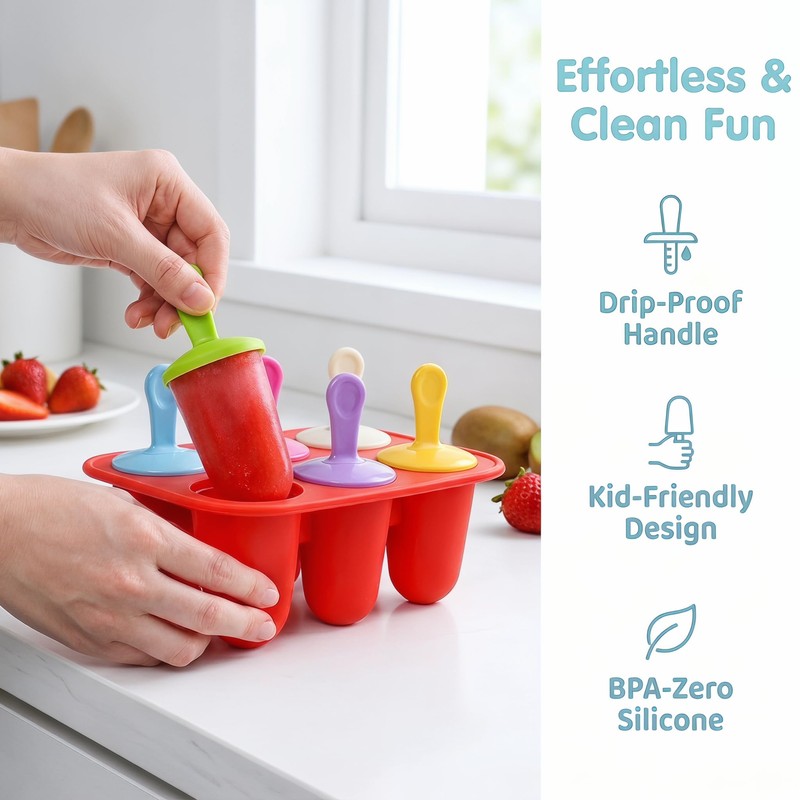 Ice Lolly Moulds, 6 Cavity Ice Lolly Moulds with Sticks